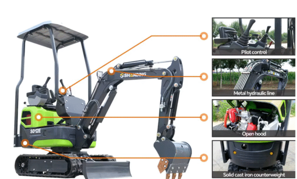 1 Ton SD12E Mini Excavator - Image 5