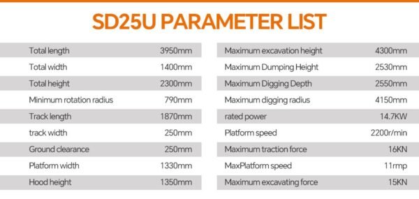SD25U Mini Hydraulic Excavator 2.5 Ton - Image 12