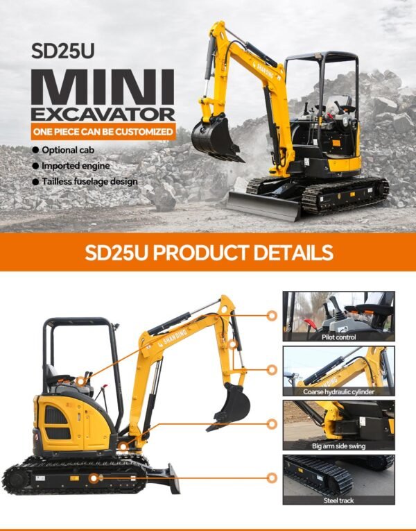SD25U Mini Hydraulic Excavator 2.5 Ton - Image 9