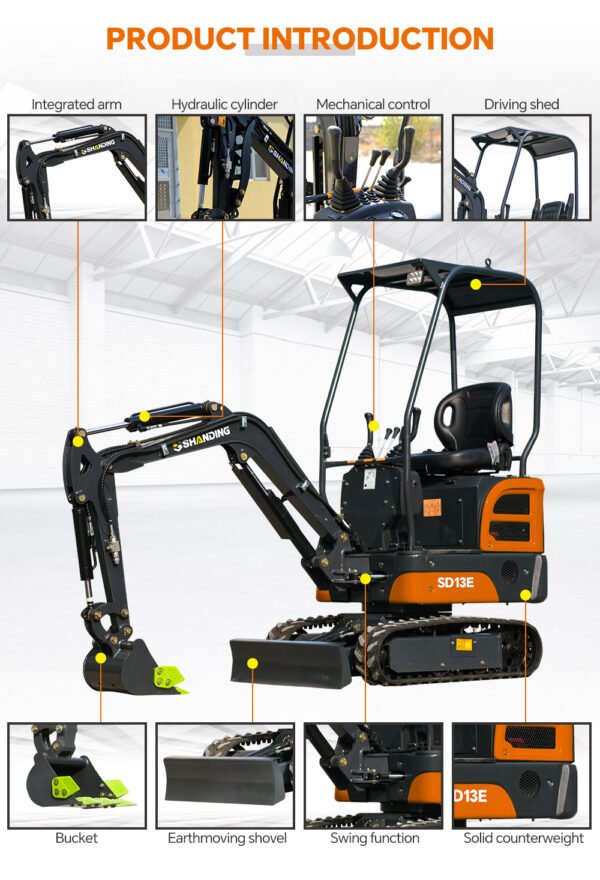 SD13E Mini Excavator – 1.2 Ton - Image 8