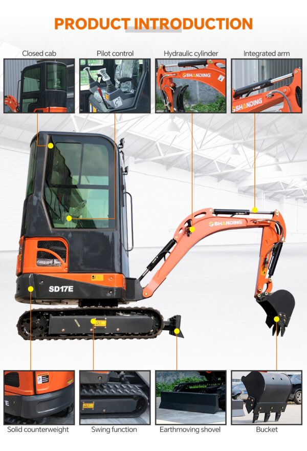 SD17E 2 Ton Mini Crawler Excavator - Image 5